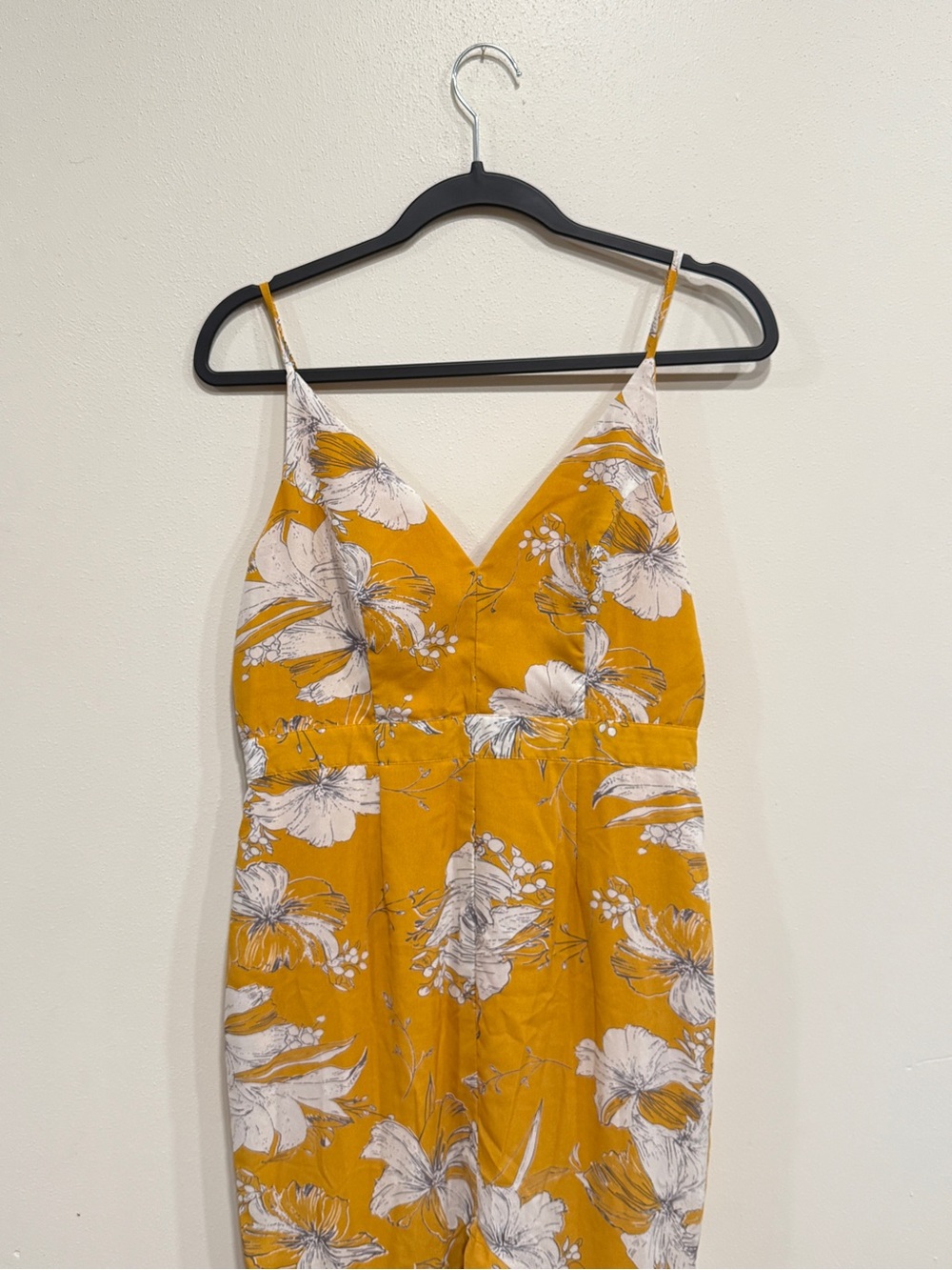 Lulu's Mustard Floral High-Low Ruffle Dress - Picture 5 of 6